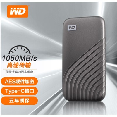 西部数据(WD) 西部数据 移动硬盘WDBAGF0010BGY-CESN 移动固态硬盘 1TB  My Passport随行SSD版 深空灰 防摔 加密 